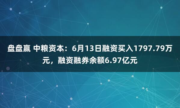 盘盘赢 中粮资本：6月13日融资买入1797.79万元，融资融券余额6.97亿元