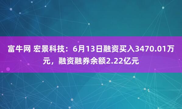富牛网 宏景科技：6月13日融资买入3470.01万元，融资融券余额2.22亿元